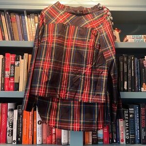 JCrew tartan blouse, 4, EUC